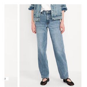 Old Navy O.G. Loose Jeans Womens 14P Blue Light Wash Low Rise Straight Denim